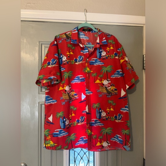 SSLR Men’s Collection Red Merry Christmas Santa Button Front Shirt Size XL - Picture 1 of 4